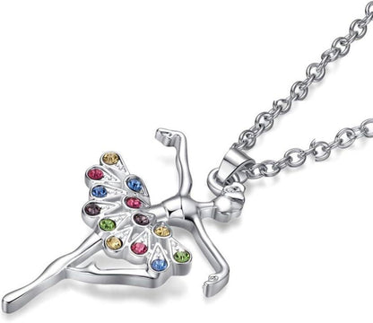 Ballerina Anhänger Halskette Charme Strass Schmuck Geschenk Mädchen Frauen