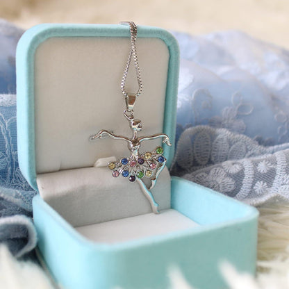 Ballerina Anhänger Halskette Charme Strass Schmuck Geschenk Mädchen Frauen
