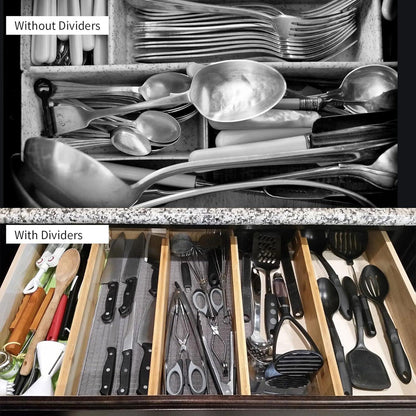 4er Set Bambus Schubladen Teiler verstellbar federbelastet Organizer