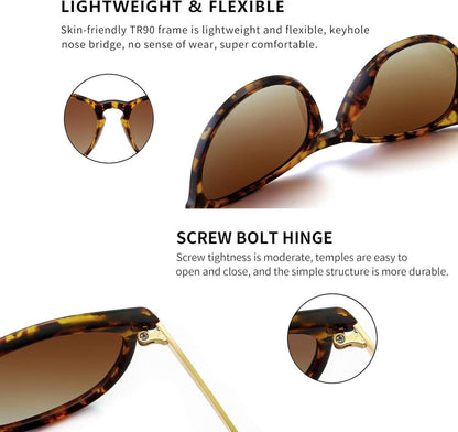 SUNGAIT Vintage Runde Polarisierte Sonnenbrille für Damen UV400-Schutz