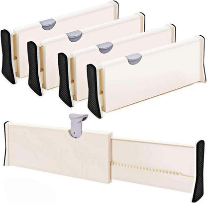 4er-Set einstellbare Schubladenteiler Organizer Beige