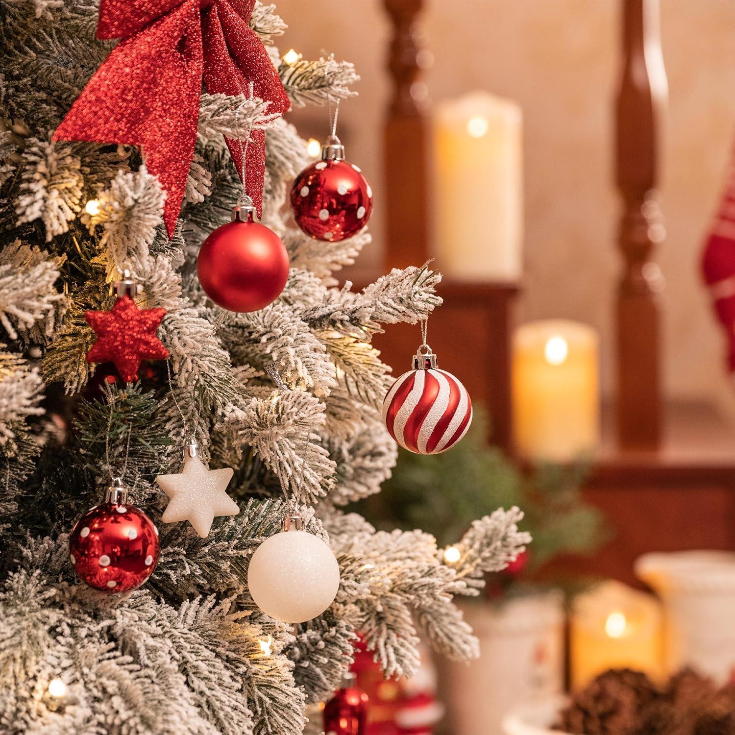35tlg. Christbaumkugeln Set 5cm Plastik Weihnachtskugeln Rot