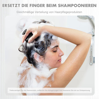 Shampoo Haarbürste Peeling Kopfmassage Nass Trocken Massagebürste Silikonkamm Pflege Haarwurzel Schwarz