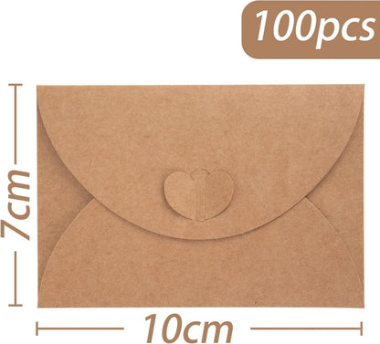 100 Herz Mini Briefumschläge Kraftpapier Umschläge
