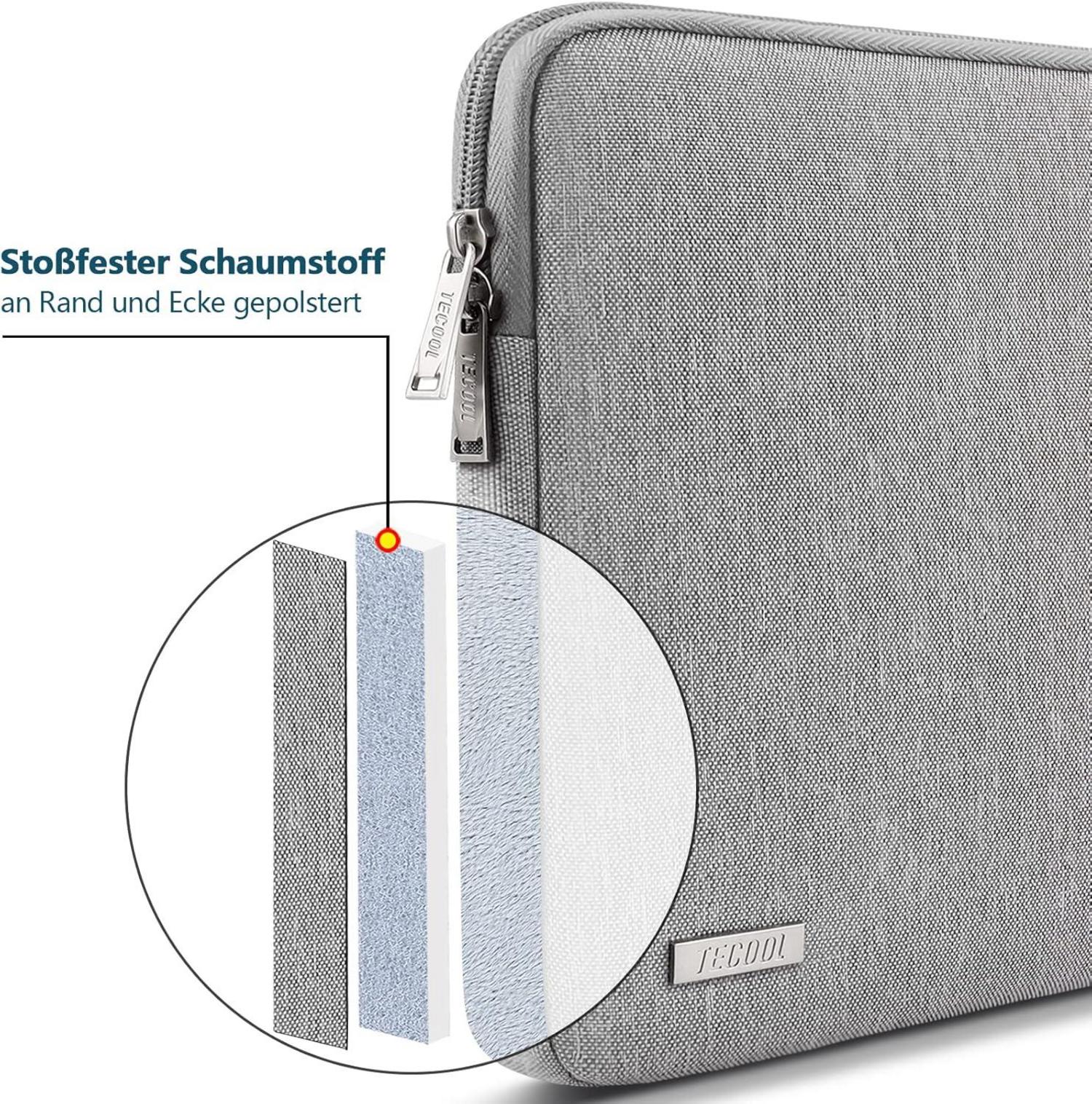 TECOOL 14 Zoll Laptoptasche Hülle kompatibel mit Lenovo HP Acer Dell Chromebook MacBook Air 15 M3/A3114 M2/A2941 2024-2023 wasserdicht Grau