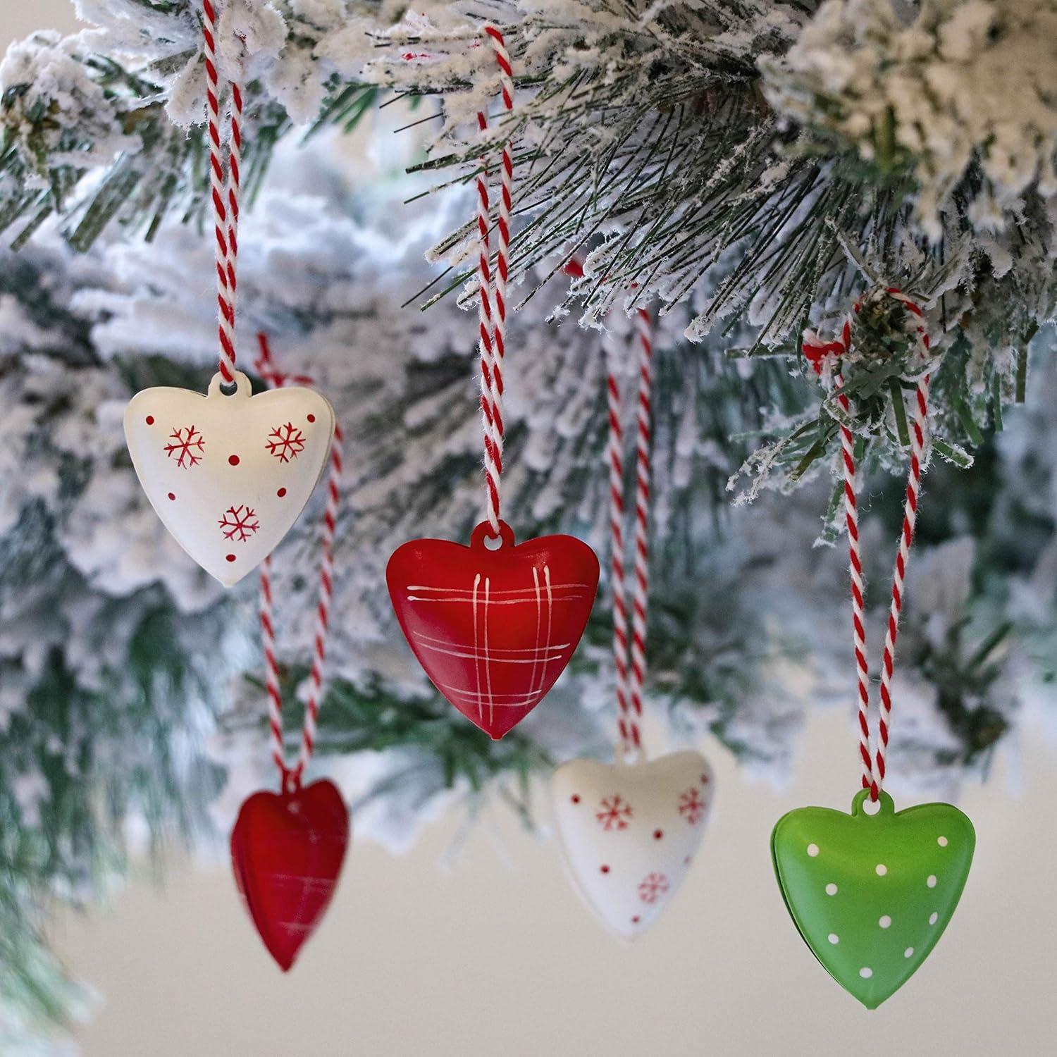 24er Set Herz Anhänger Weihnachtsdeko Metall Glöckchen 3.5cm
