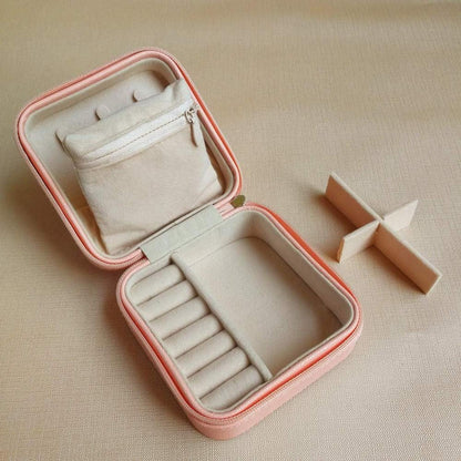 Kleine Reise-Schmuckbox Damen PU-Leder Schmuckkästchen Rosa