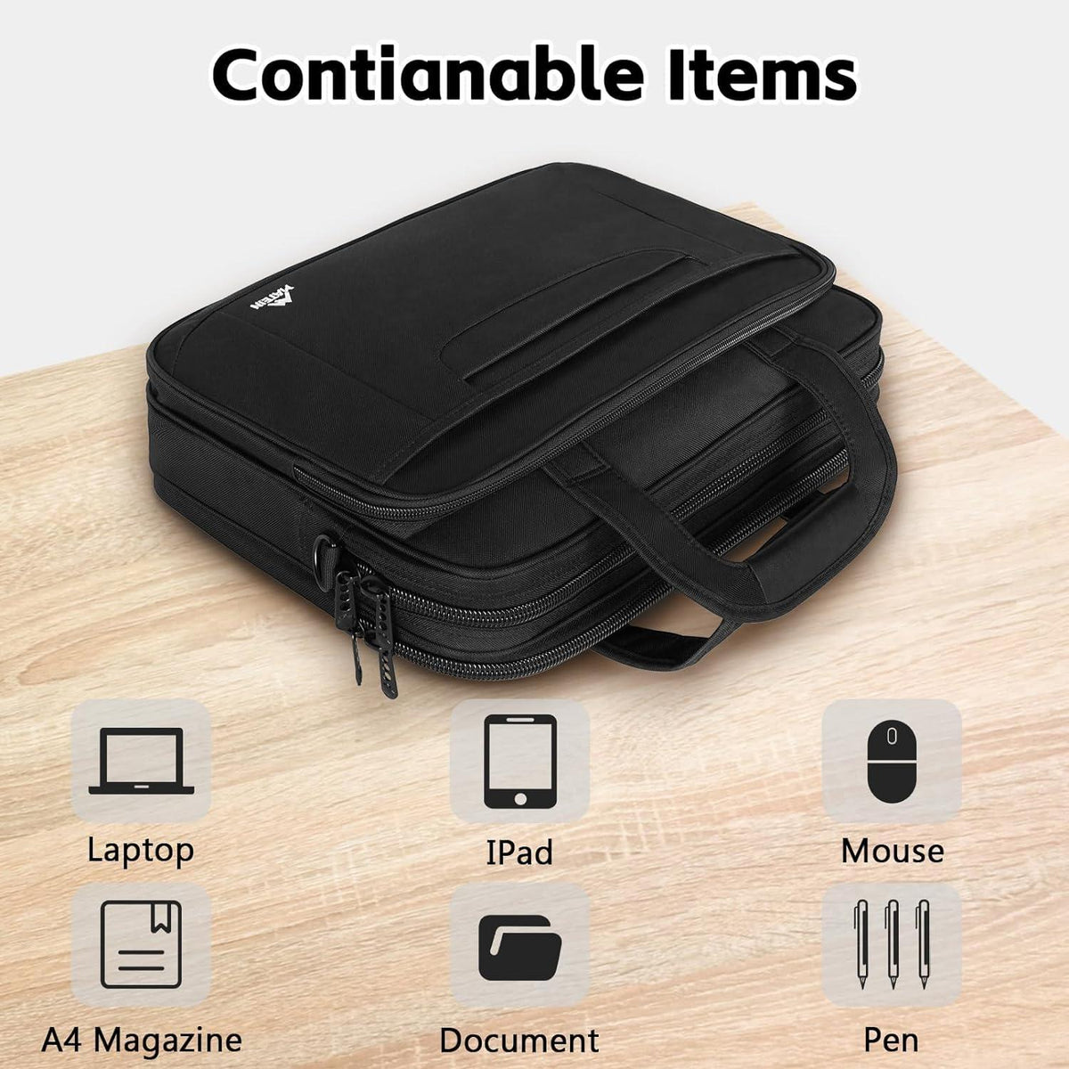 Laptoptasche 17,3 Zoll Herren Wasserdicht Business Schwarz