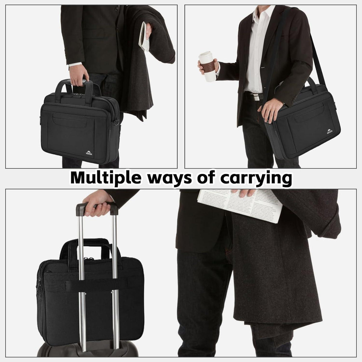 Laptoptasche 17,3 Zoll Groß Wasserdicht Business Umhängetasche Schwarz