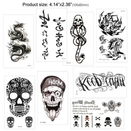 30 Blätter Temporäre Wasserdichte Schwarze Tattoos Set