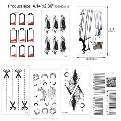 30x Konsait Temporäre Tattoos Wasserfest Schwarz für Erwachsene