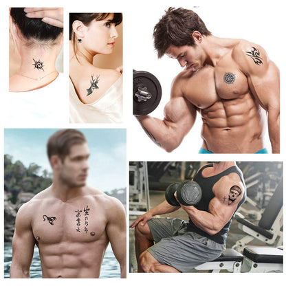 30 Blätter Wasserdichte Temporäre Tattoos Schwarz für Männer Frauen