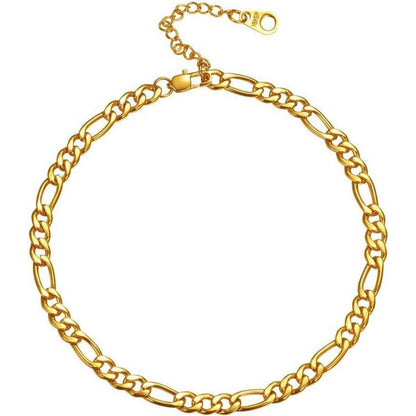 U7 Damen Mädchen Fußkette Armband Figarokette vergoldet