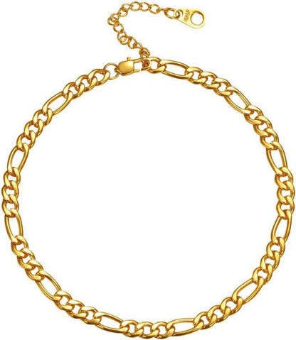 Figarokette Fußkette 18k vergoldet 5mm für Damen Mädchen