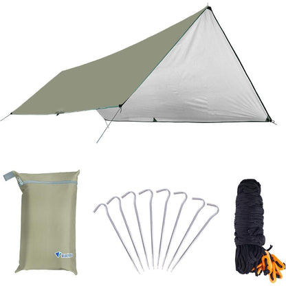 Wasserdichte Campingplane 3x6m – UV-Schutz & Hängematten Tarp