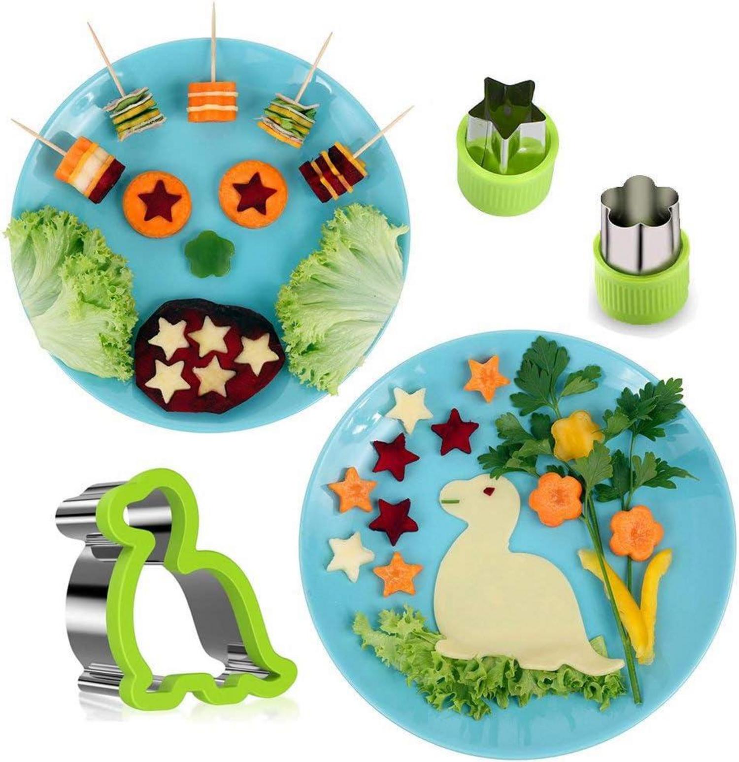 Sandwich-Ausstecher Set für Kinder - Mickey, Dinosaurier, Stern, Herz - Edelstahl Gemüse-Fruchtschneider - Brot-Krustenschneider