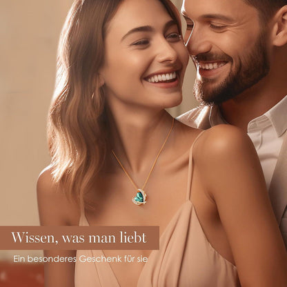 Rosegold Halskette Herz Anhänger Grün Geschenkbox Festtage