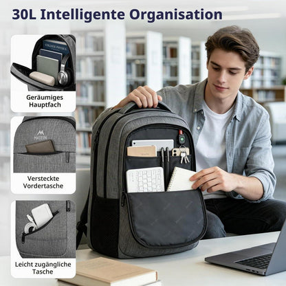 Laptop Rucksack 17 Zoll Herren & Damen | Wasserdicht, TSA Geprüft, Business & Schule