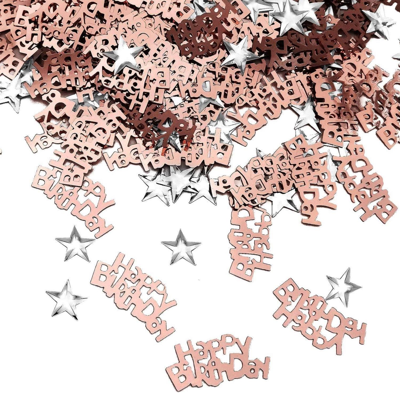 Happy Birthday Konfetti Rosegold Silber Sterne 30g Streudeko