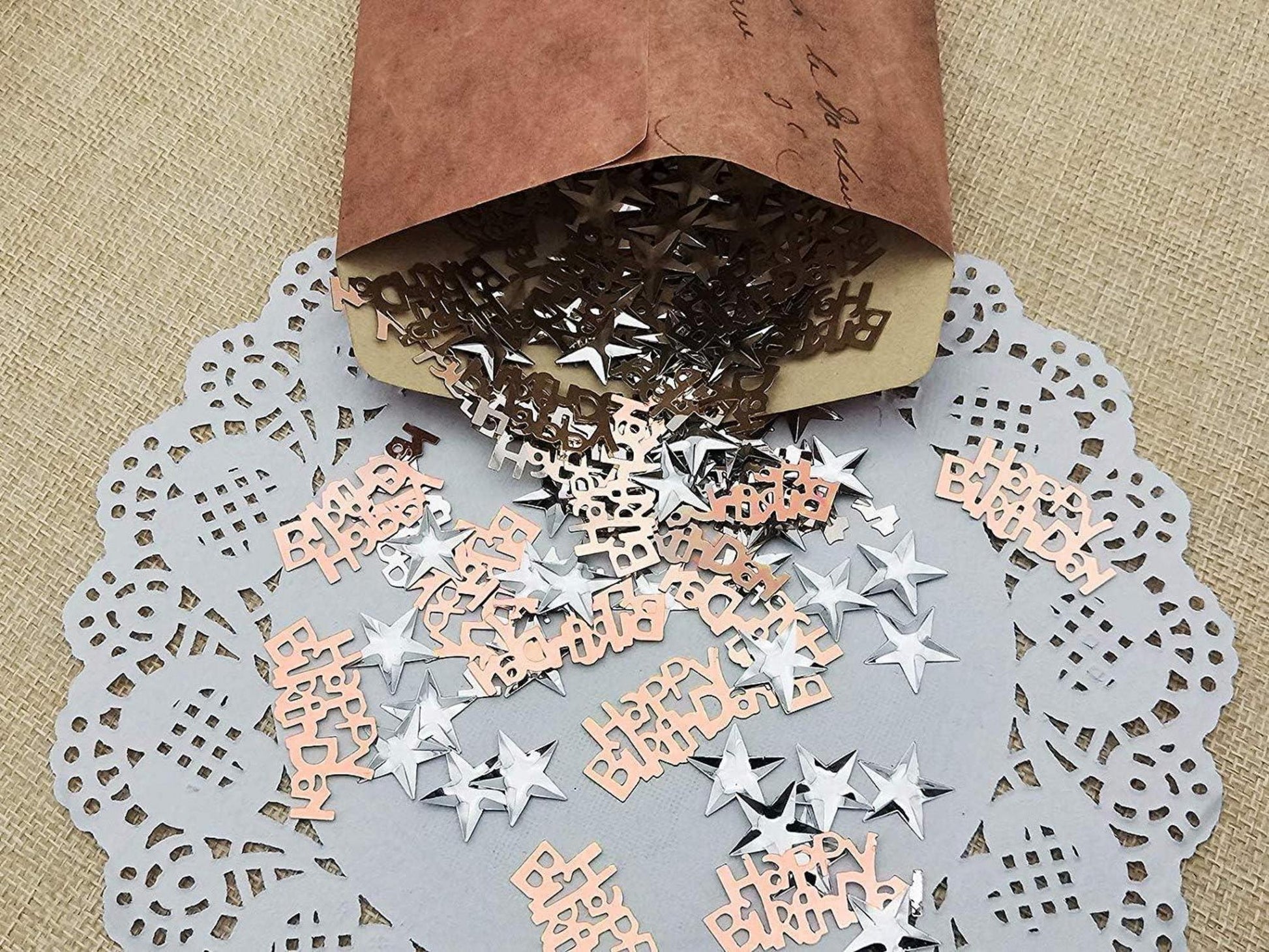 Happy Birthday Konfetti Rosegold Silber Sterne 30g Streudeko