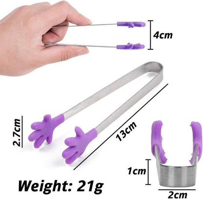 Mini Zuckerzange Silikon Edelstahl BBQ Servierzange 4 Stück