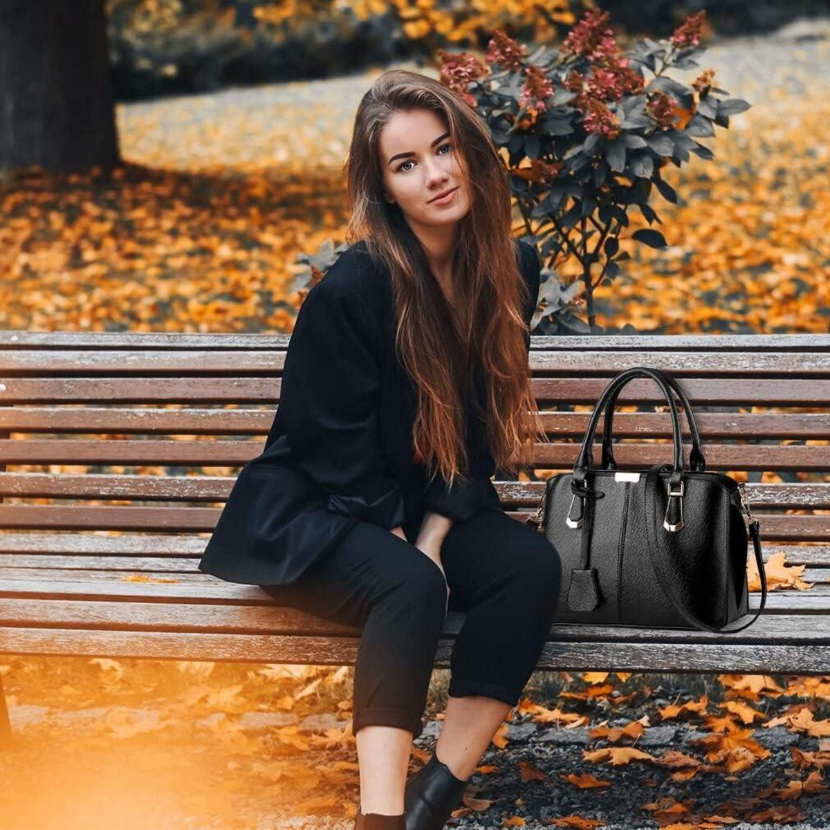 Damen Henkeltasche Umhängetasche Handtasche PU Leder Tote Modern