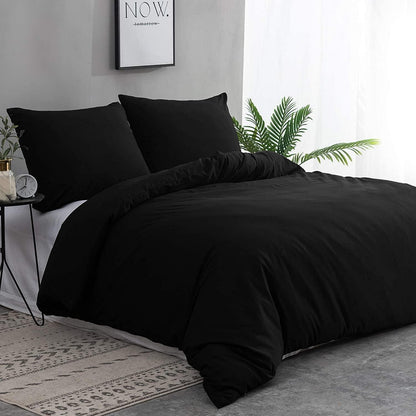Bettwäsche 200x200 cm Schwarz, 100% Mikrofaser, 110 g/m², 2
