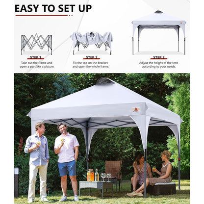 Pop-Up Pavillon 3x3m wasserdicht mit Zubehör, Weiß