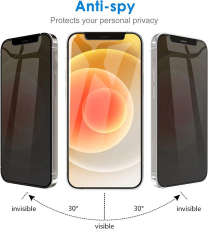 Displayschutzfolie für iPhone 12/12 Pro 6,1 Zoll, Blickschutz 9H gehärtetes Glas, 2 Stück