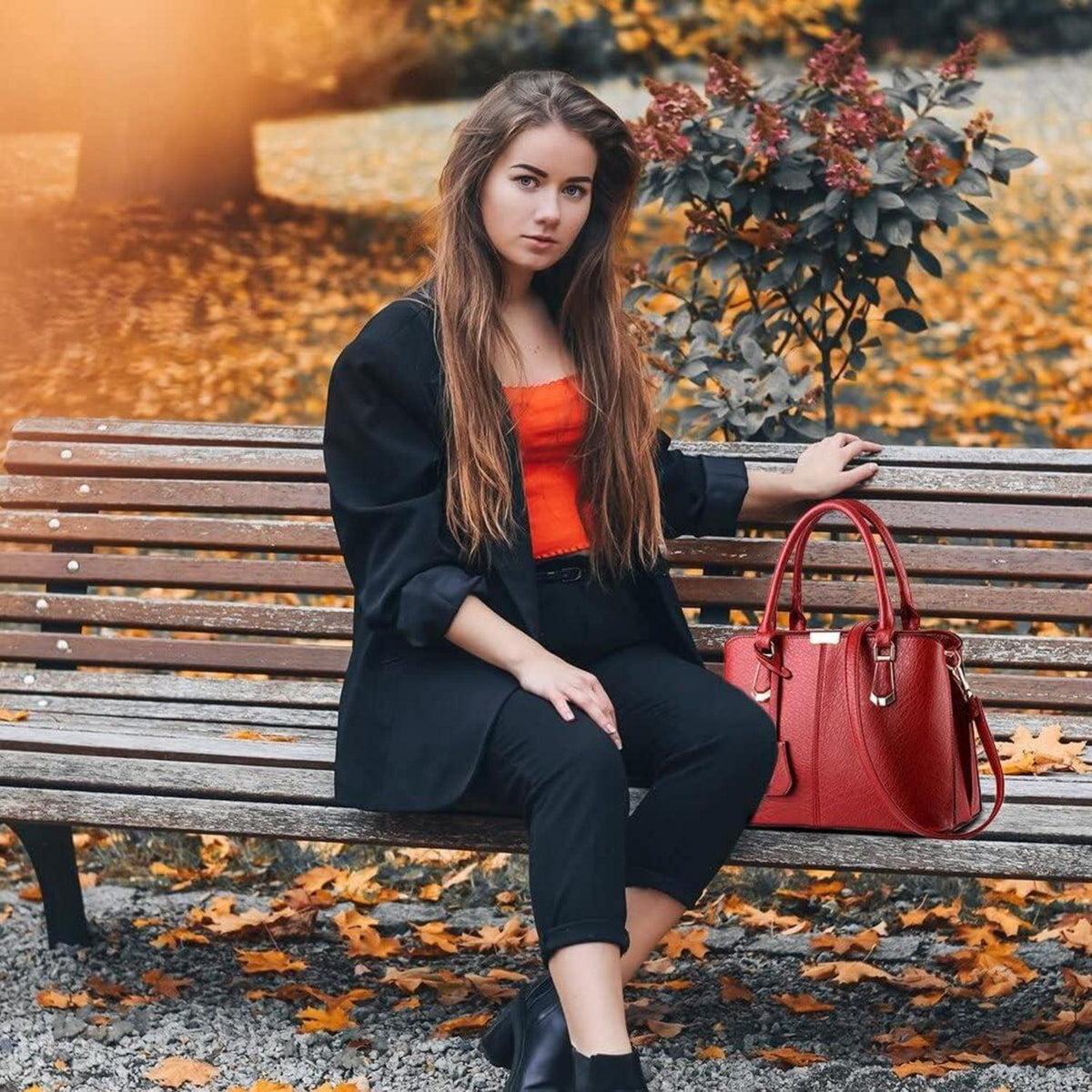 Damen Henkeltasche Umhängetasche Handtasche PU Leder Tote Modern