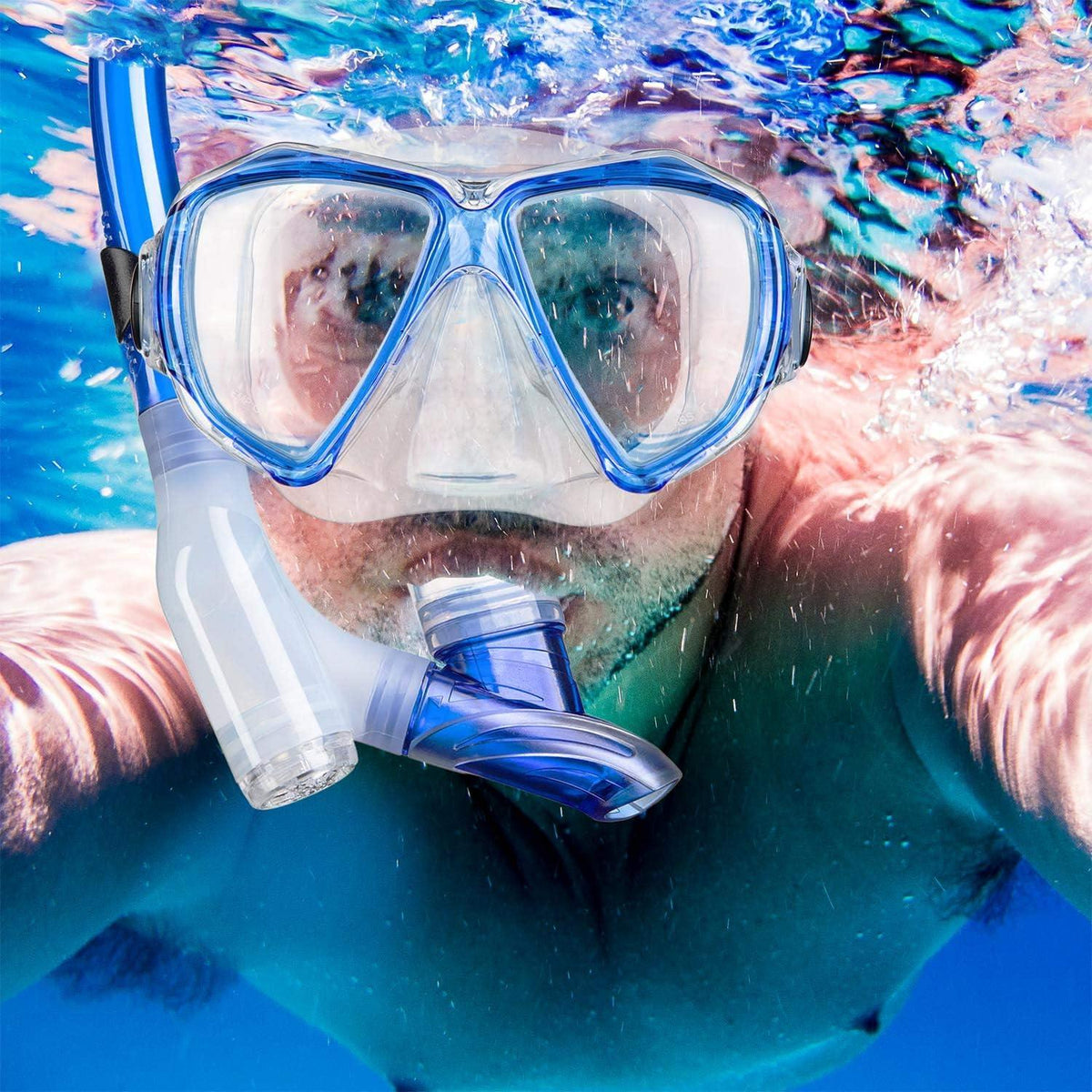 Schnorchelset mit Taucherbrille Anti-Fog Gehärtetes Glas Hauptleitung