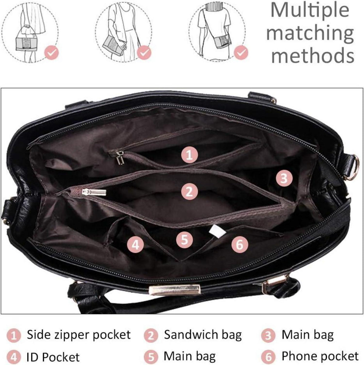 Pahajim Damen Henkeltasche Umhängetasche Handtasche PU Leder Modern Tote