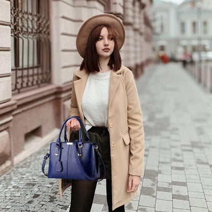 Damen Henkeltasche Umhängetasche PU Leder modern groß mit Anhänger