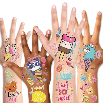 Kinder Tattoos Set Süßigkeiten Dessert Kuchen Schloss 176 Stück