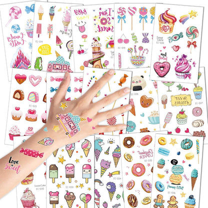 Konsait Kinder Tattoos Set - 176 Stück Kuchen Bonbon
