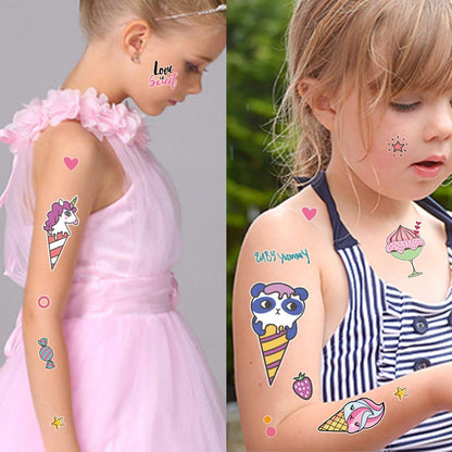 Kinder Tattoos Set 176 Stück Kuchen Bonbon Eiscreme temporäre Tattoos
