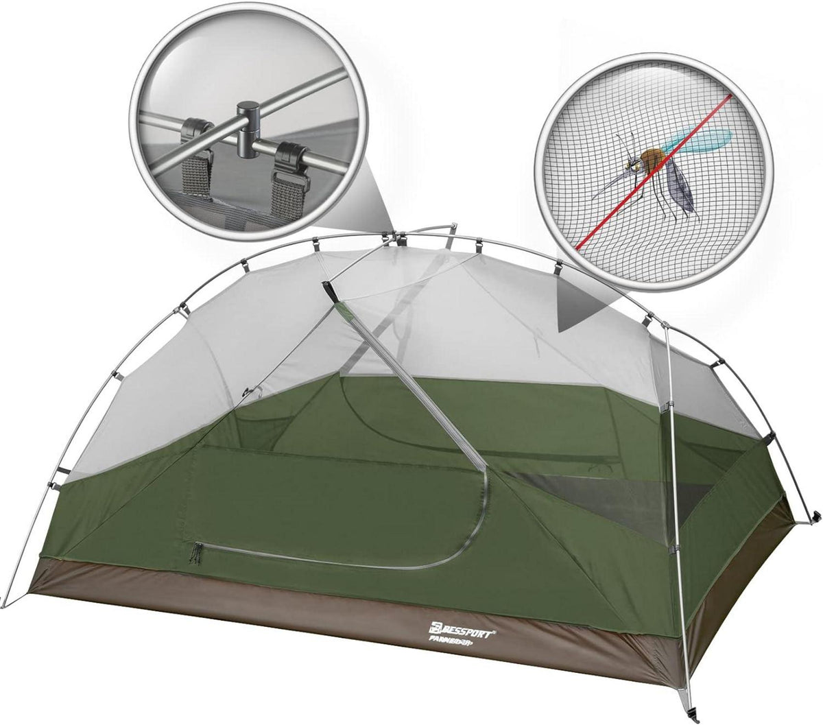 Bessport Campingzelt für 3 Personen wasserdicht und ultraleicht