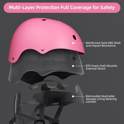 KORIMEFA Kinder Fahrradhelm Skaterhelm verstellbar für 3-13