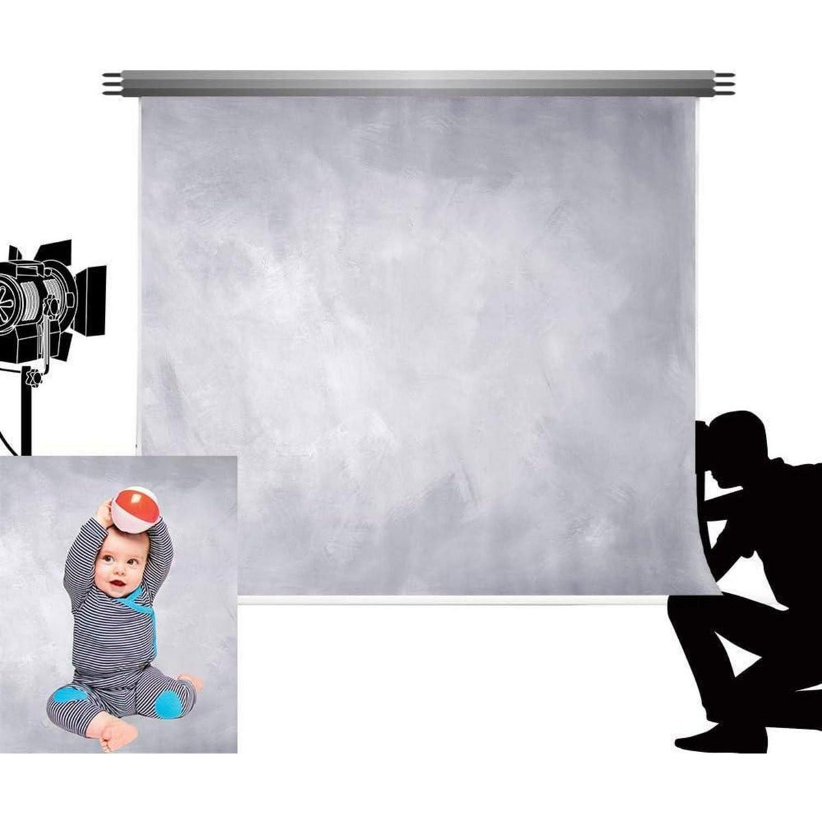 Abstrakter Fotohintergrund Grau 3x2m – Mikrofaser Studio Requisite