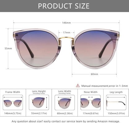 Damen Vintage Sonnenbrille Übergroß Polarisiert Katzenauge UV-Schutz