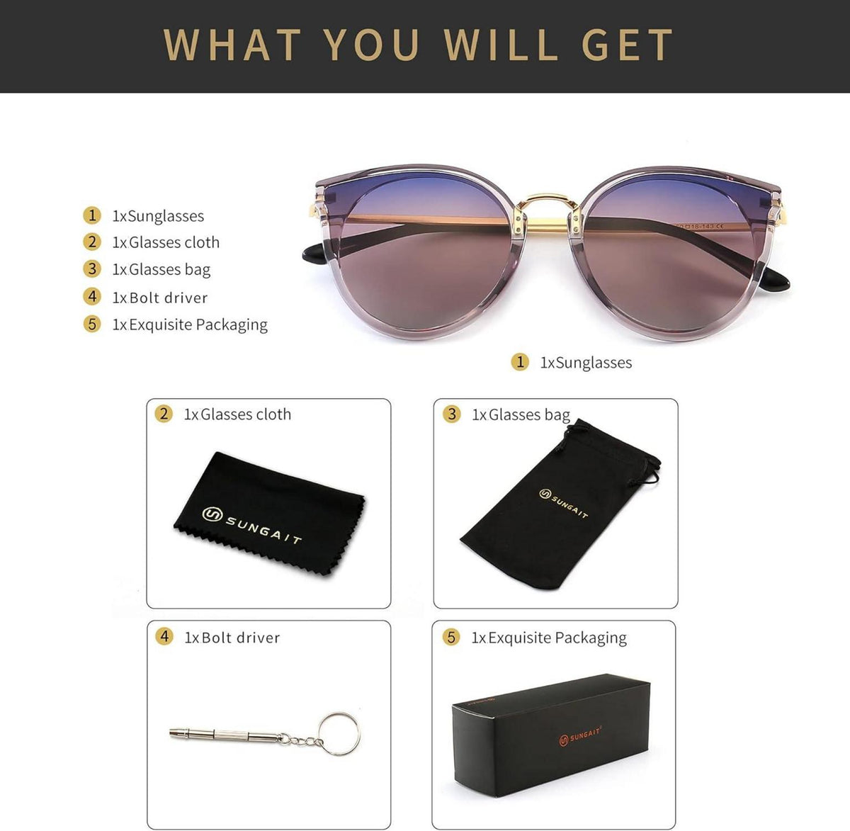 Damen Übergroß Katzenauge Polarisierte Vintage Sonnenbrille UV-Schutz