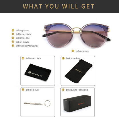 Damen Übergroß Katzenauge Polarisierte Vintage Sonnenbrille UV-Schutz