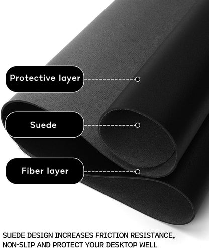 Schreibtischunterlage Mauspad Leder Rutschfeste 90x43cm Schwarz