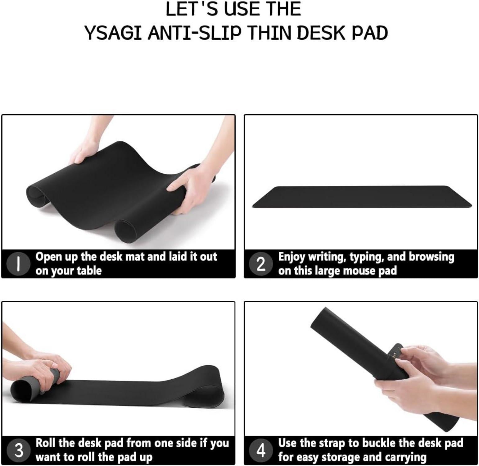 Großes Office Mousepad Schreibtischunterlage Leder Schwarz 90x43cm