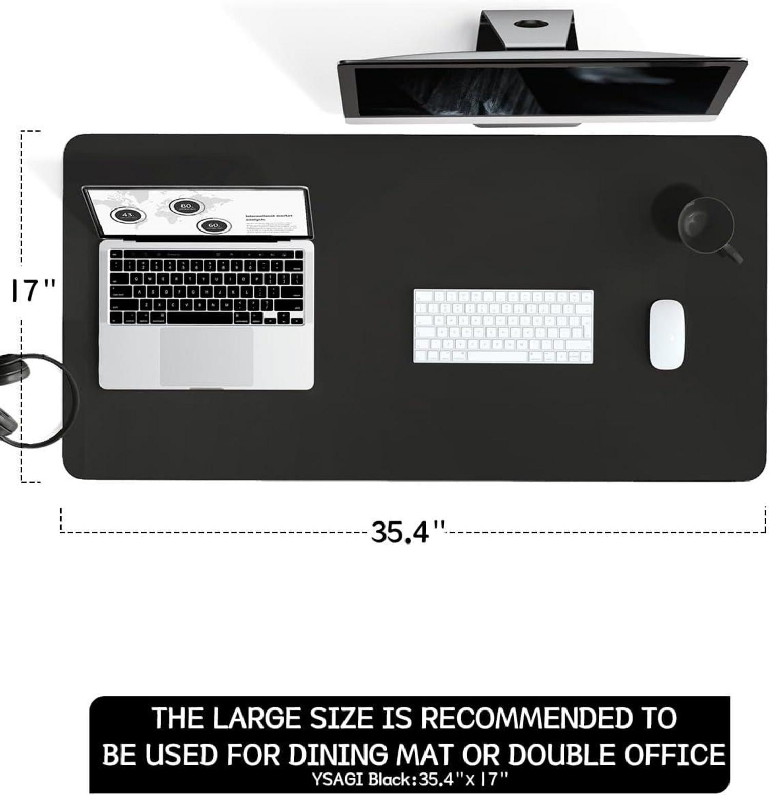 Schreibtischunterlage Mauspad Leder Wildleder Büro Tisch-Schutz Schwarz 90x43cm