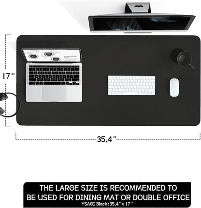 Schreibtischunterlage Mauspad Leder Wildleder Büro Tisch-Schutz Schwarz 90x43cm