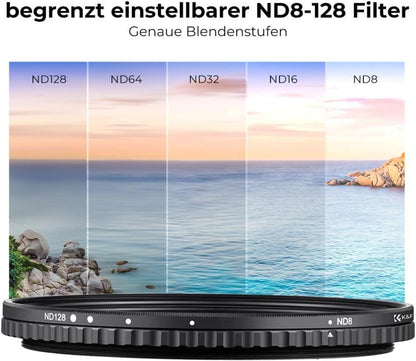 Variable ND Filter 72mm ND8-128 (3-7 Stop) Slim Neutral Graufilter