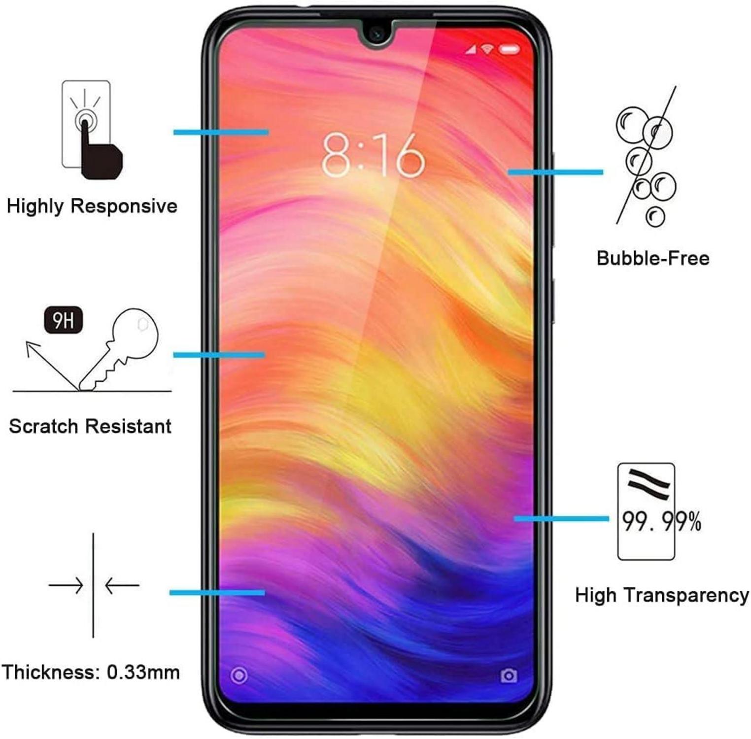 Panzer Schutz Glas für Xiaomi Redmi Note 7, 2 Stück, 9H