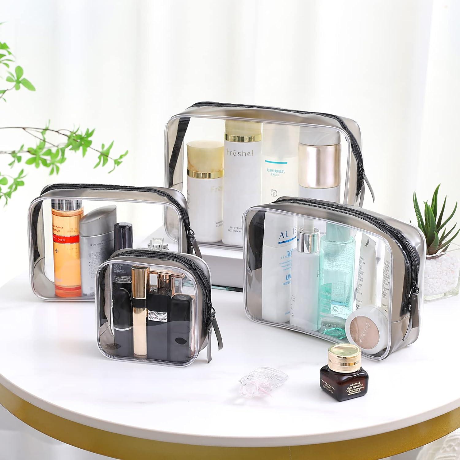 Kulturbeutel transparent 4 Stück wasserdicht PVC Kosmetiktasche Reise Setedium, Groß, Klein