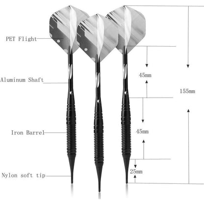 Dartpfeile 19g Softdart Set mit Kunststoffspitze und Tasche